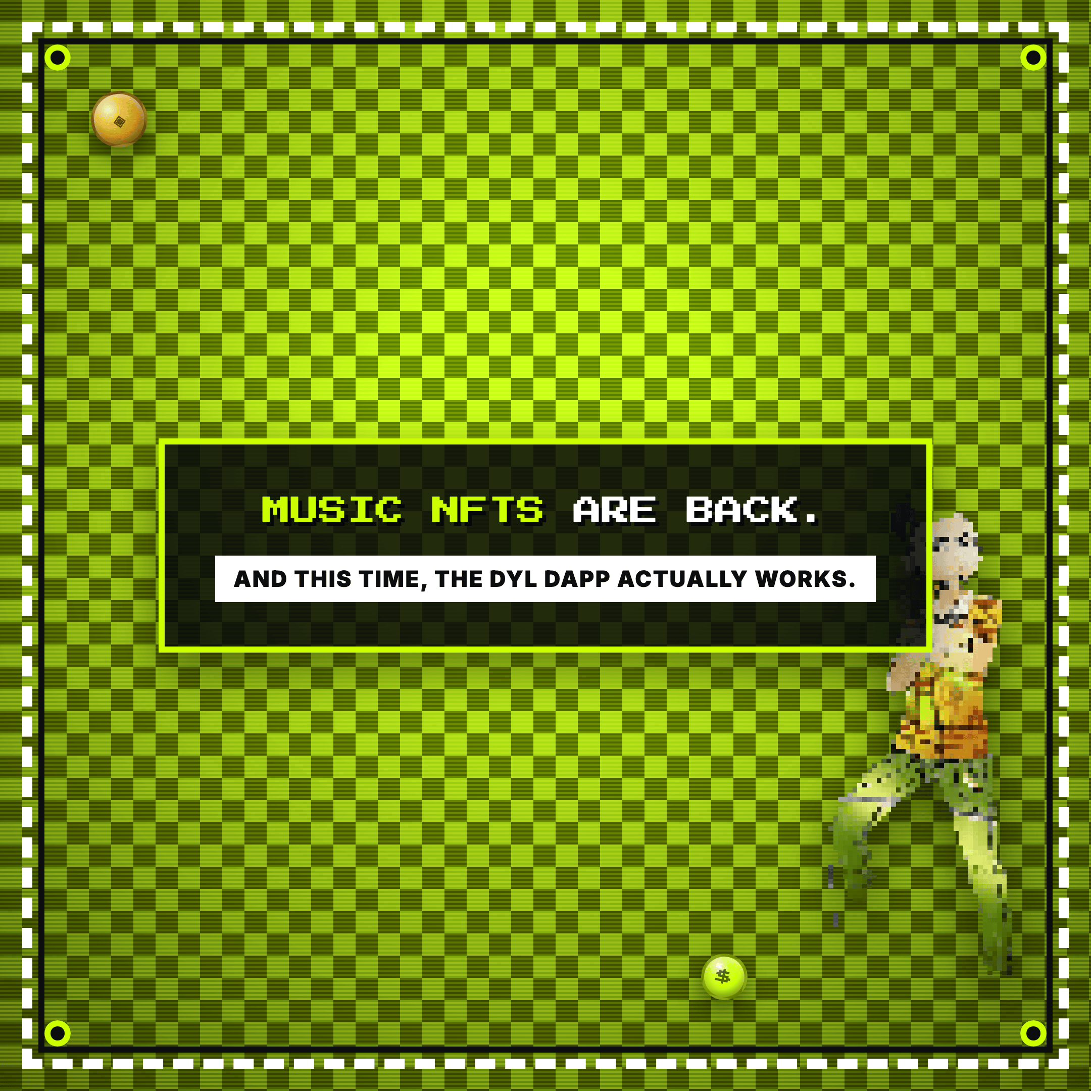 Music NFTs Are Back. And this time, the Dyl dApp actually works. — Dyl Music NFT meme, Robinhood colorway